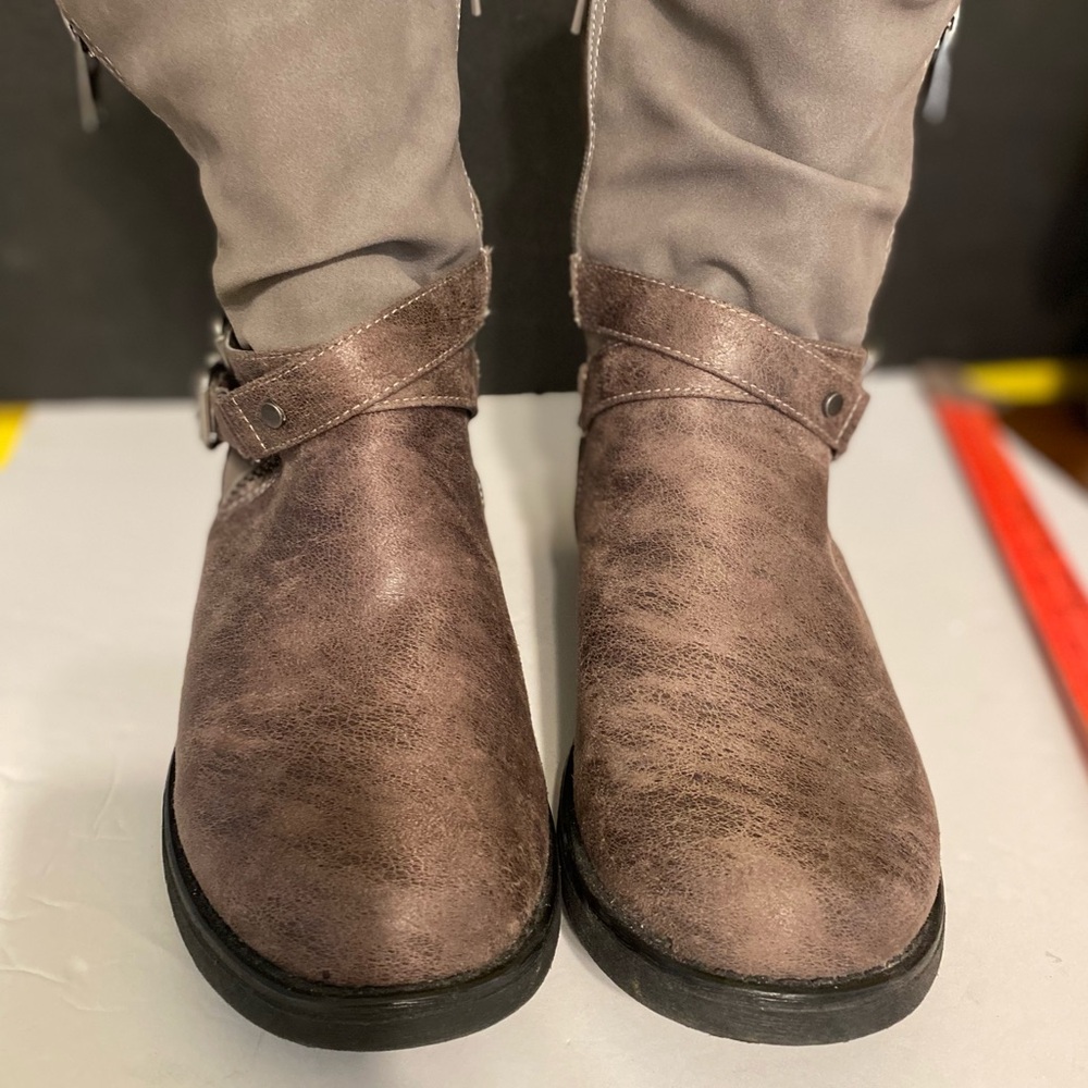 Torrid Grey STRAPPY SLOUCH MOTO BOOTS 9.5W - Picture 7 of 13